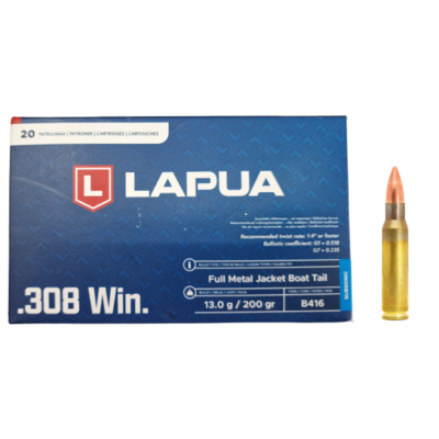 Munições Lapua FMJ BT Subsonic - 308Win - 200grains